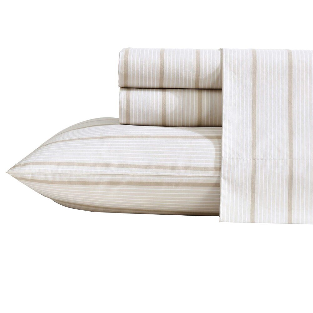 Merrick Stripe Beige Queen Sheet Set,Taupe,large