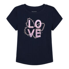 Girls' Ombre Love Sequin T-Shirt (7-16),Navy,large
