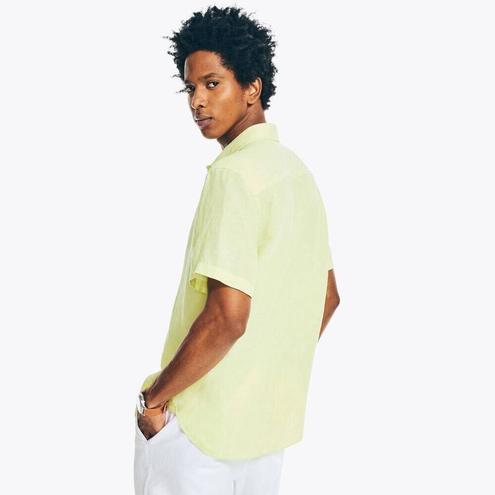 LINEN SHORT-SLEEVE SHIRT,Hillside Olive,large