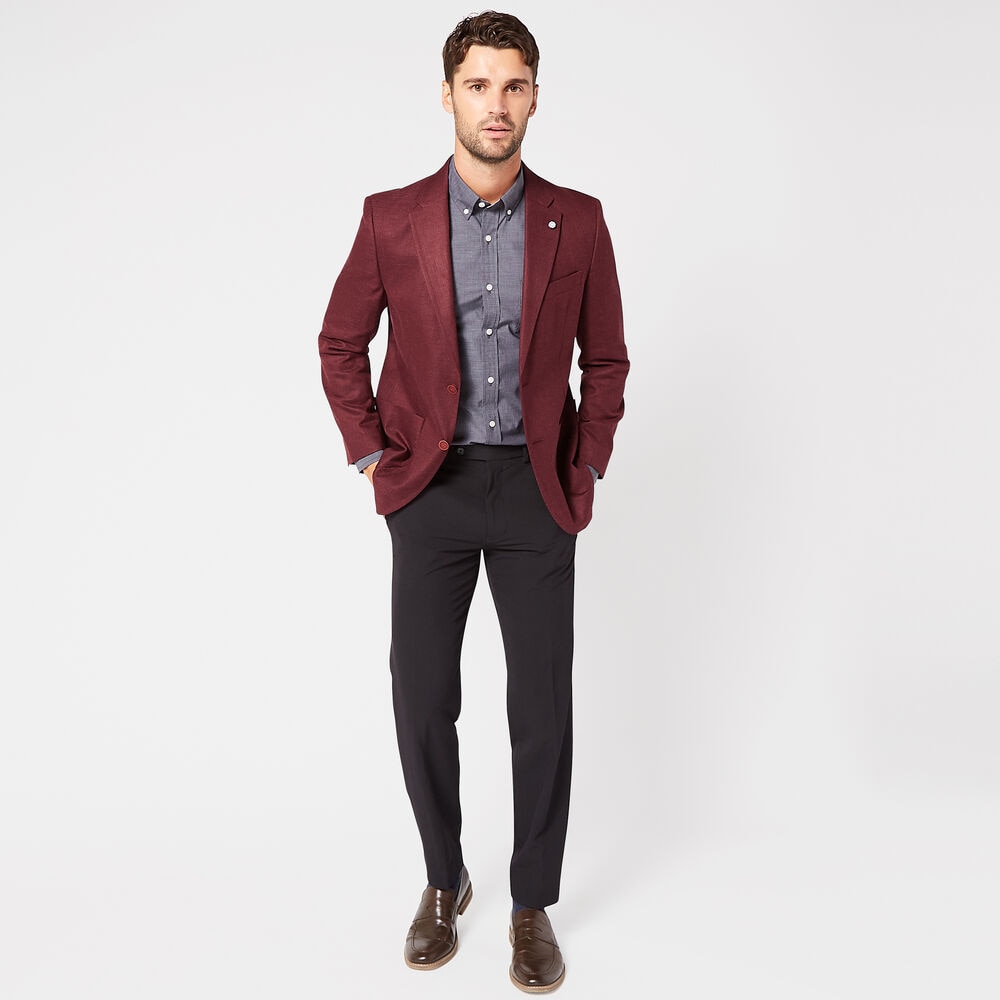 STRETCH STRUCTURED BLAZER IN BURGUNDY,Melonberry,large