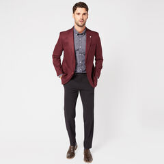 STRETCH STRUCTURED BLAZER IN BURGUNDY,Melonberry,large