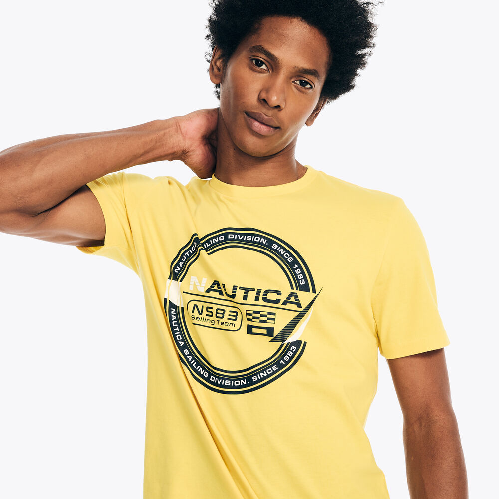 Sustainably Crafted Sailing Team Graphic T-Shirt,Marigold,large