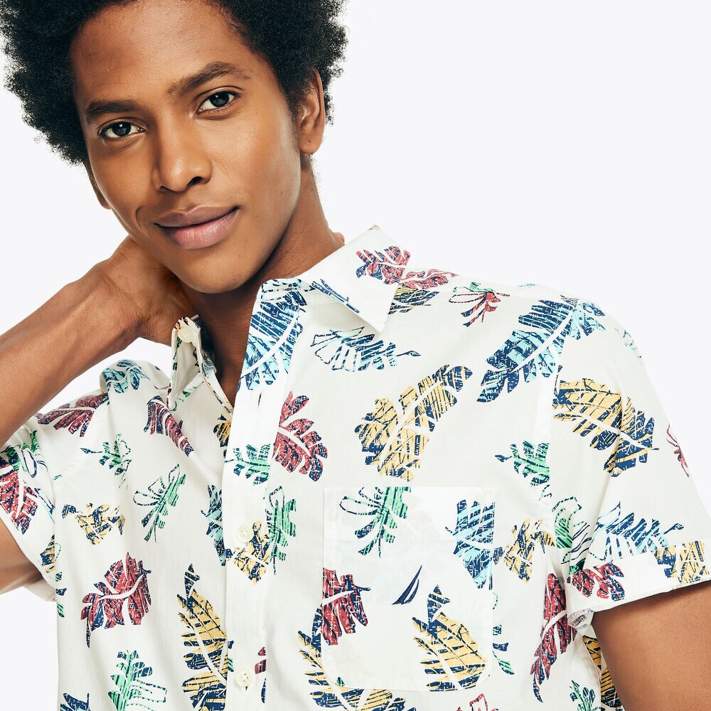 SUSTAINABLY CRAFTED PRINTED SHORT-SLEEVE SHIRT,Sail White,large