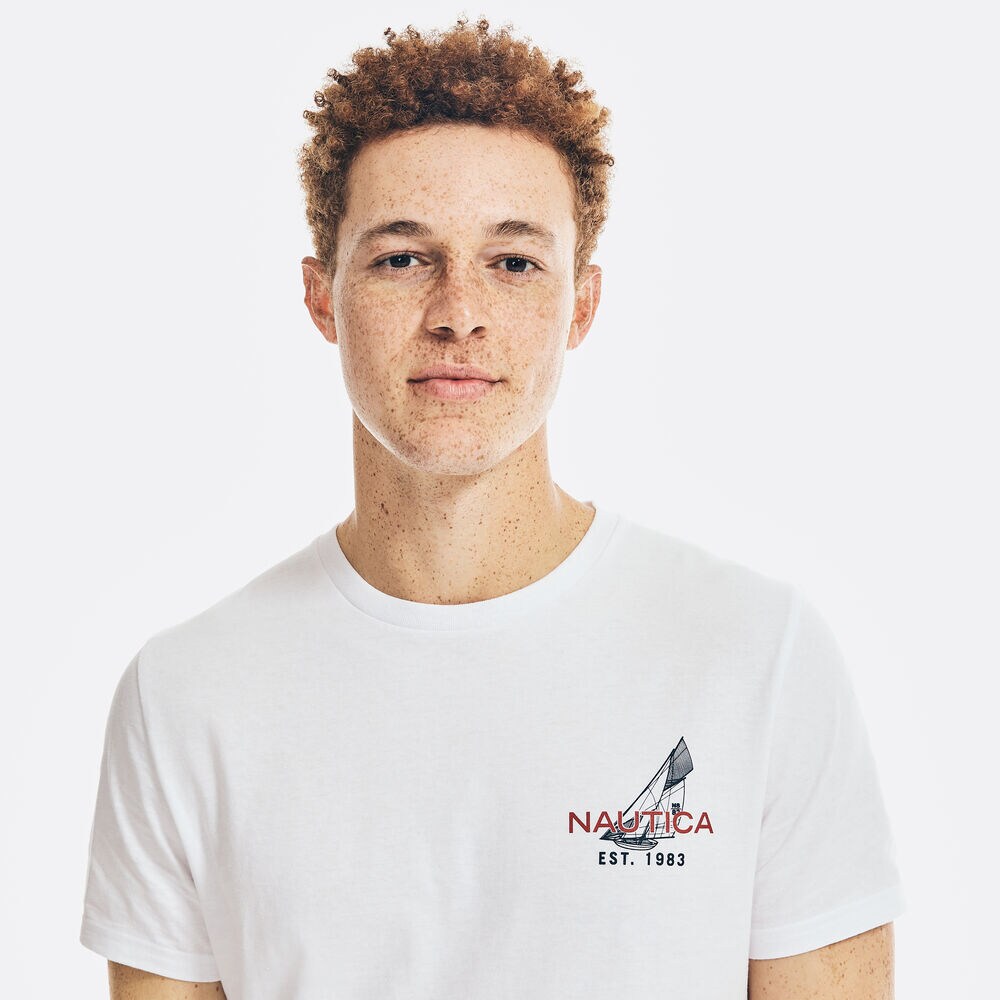 SAILING CLUB BACK GRAPHIC T-SHIRT,Bright White,large