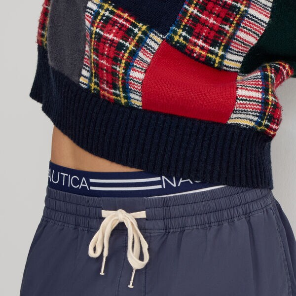 Patchwork Jacquard Crewneck Sweater