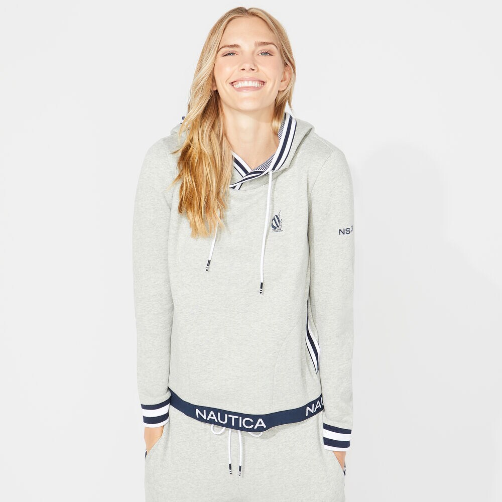 Nautica Heritage 1983 Drawstring Hoodie,Grey Heather,large