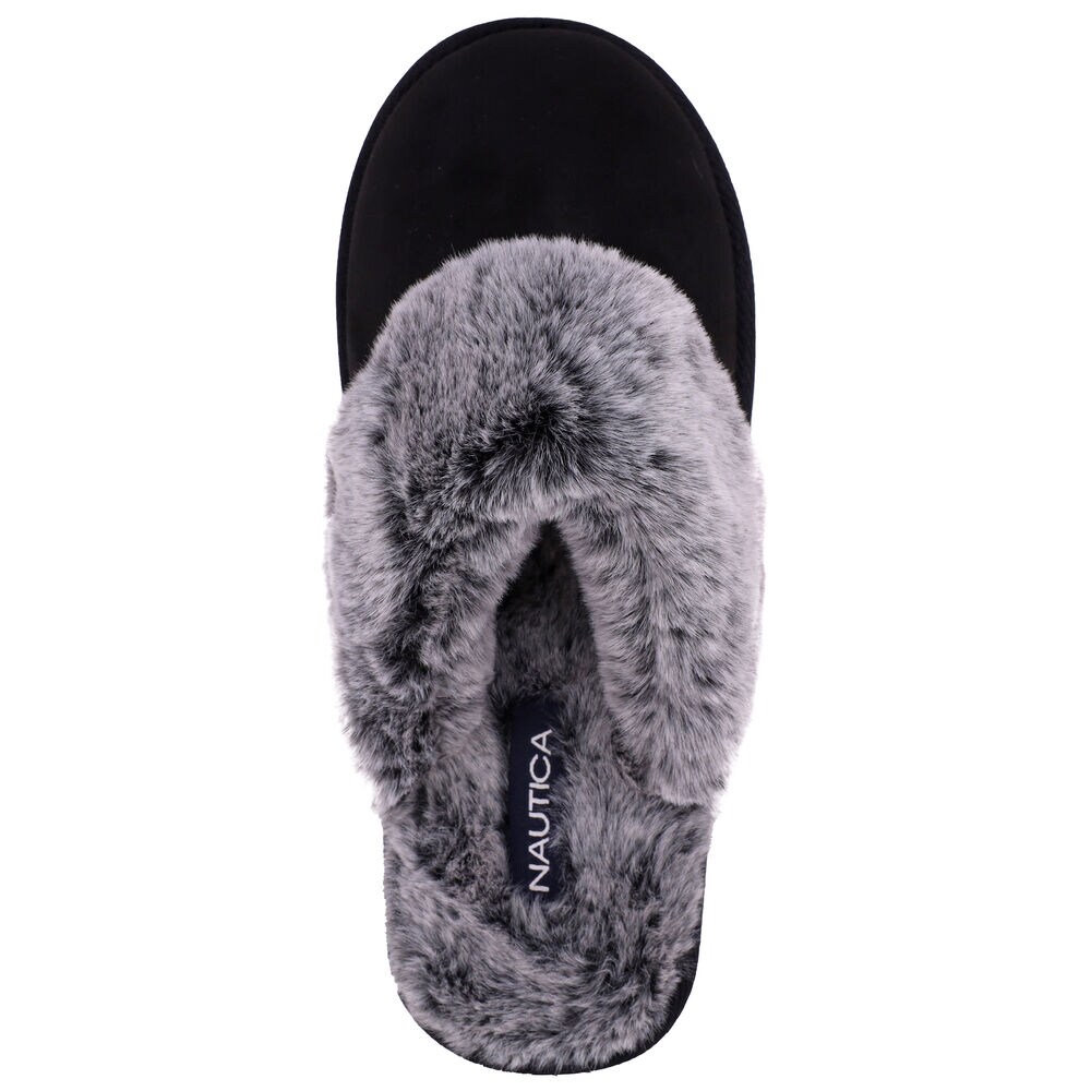 Faux-Fur-Lined Slipper,Black,large