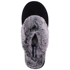Faux-Fur-Lined Slipper,Black,large