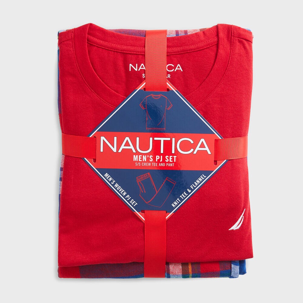 FLANNEL PAJAMA PANT SET,Nautica Red,large