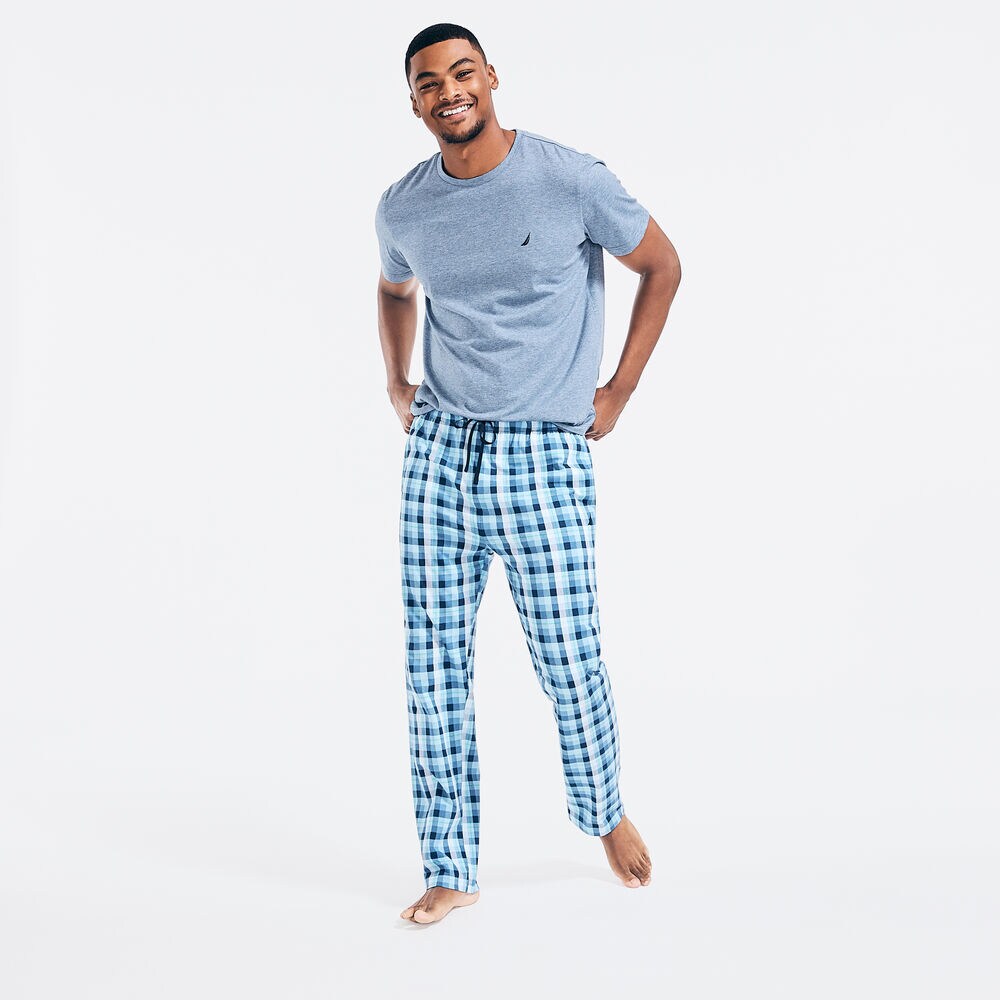 PLAID PAJAMA SET,Anchor Blue Heather,large
