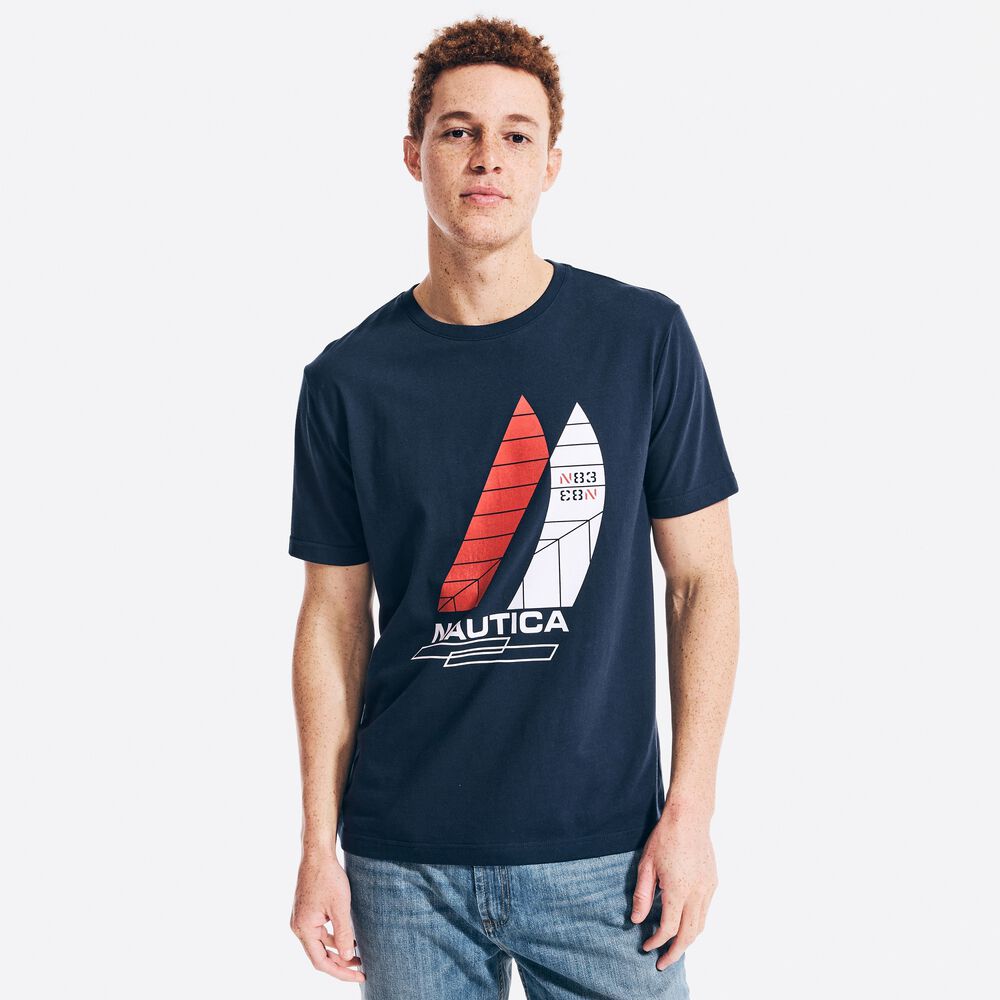 REISSUE SUSTAINABLY CRAFTED GRAPHIC T-SHIRT,Navy,large