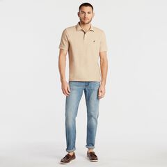 BIG & TALL STRETCH MESH POLO,Camel Heather,large