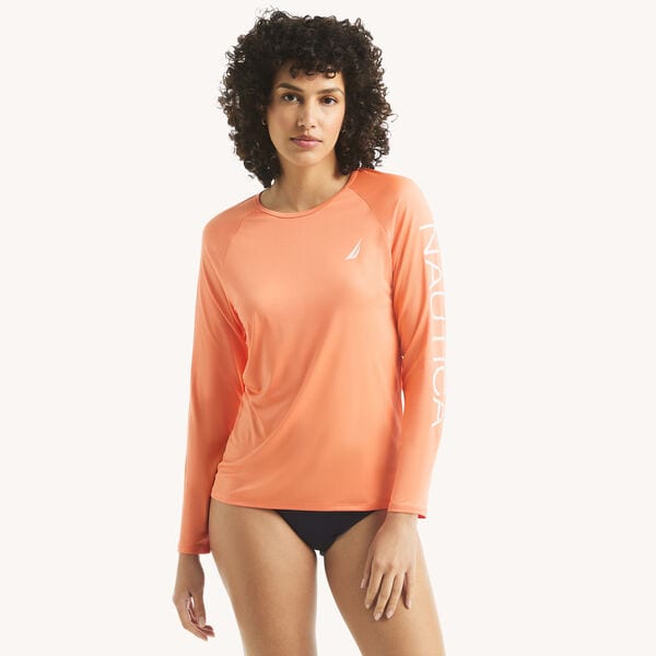 Logo Long-Sleeve Rash Guard Swim Shirt