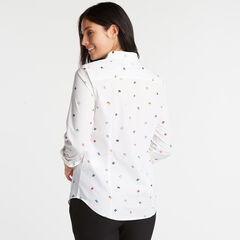 Nuatical Flag Print Poplin Perfect Shirt,Bright White,large