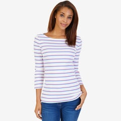 Boatneck Striped Top,Marshmallow,large