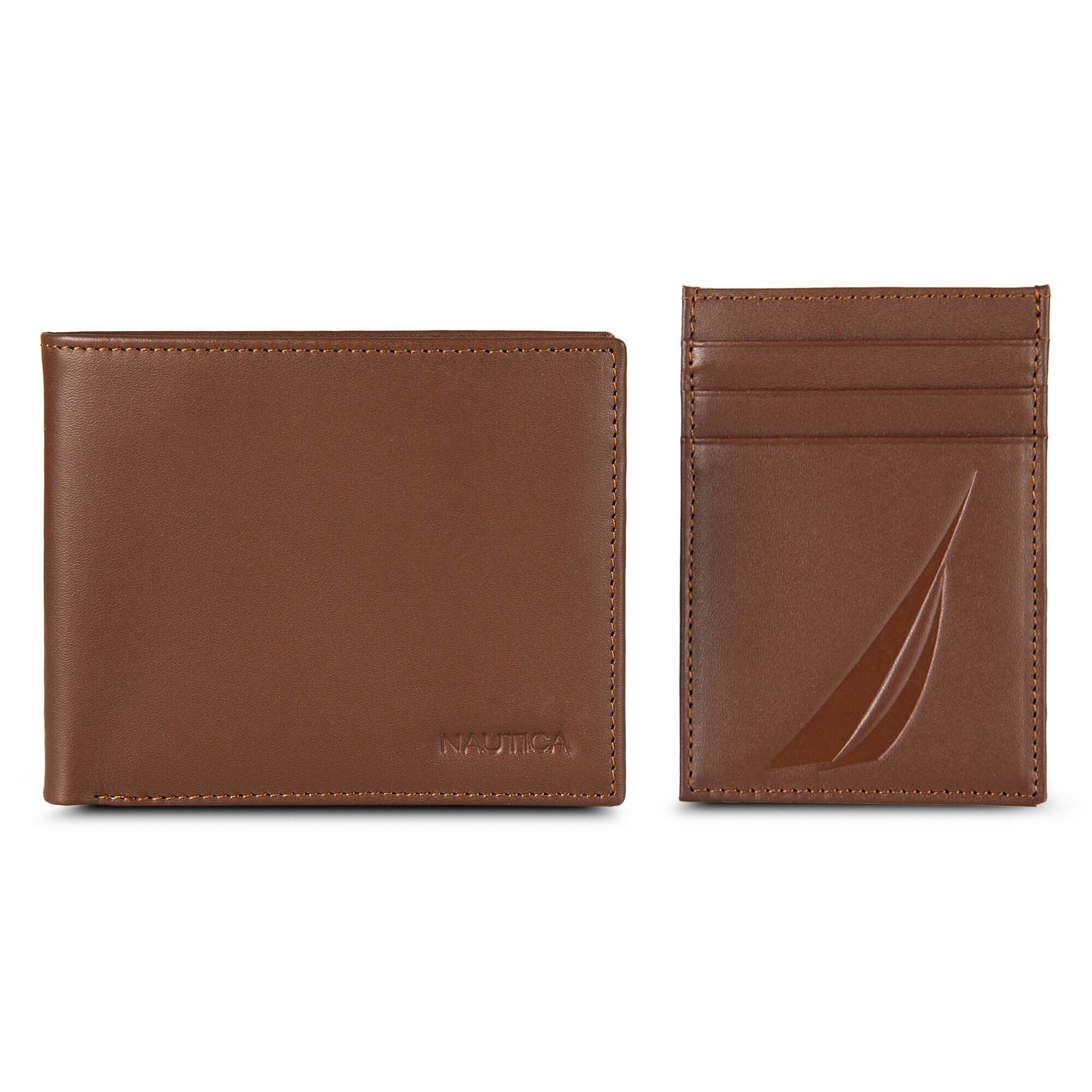 【yukazuma】Emboss Logo Wallet Logo Wallet Gift Set, 2-Piece | Nautica
