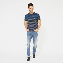 CREWNECK STRIPED T-SHIRT,Navy,large