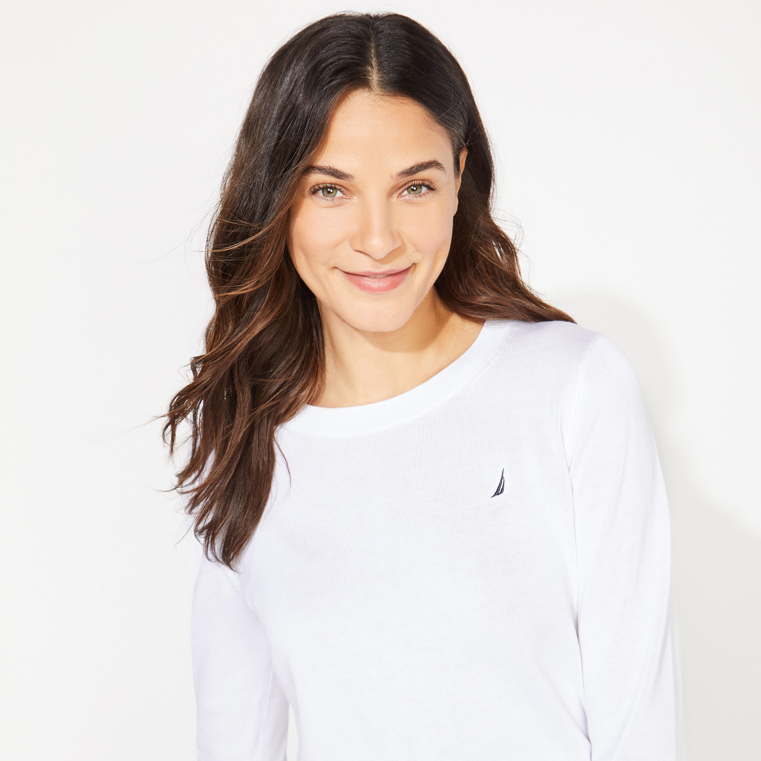 white cotton crew neck sweater