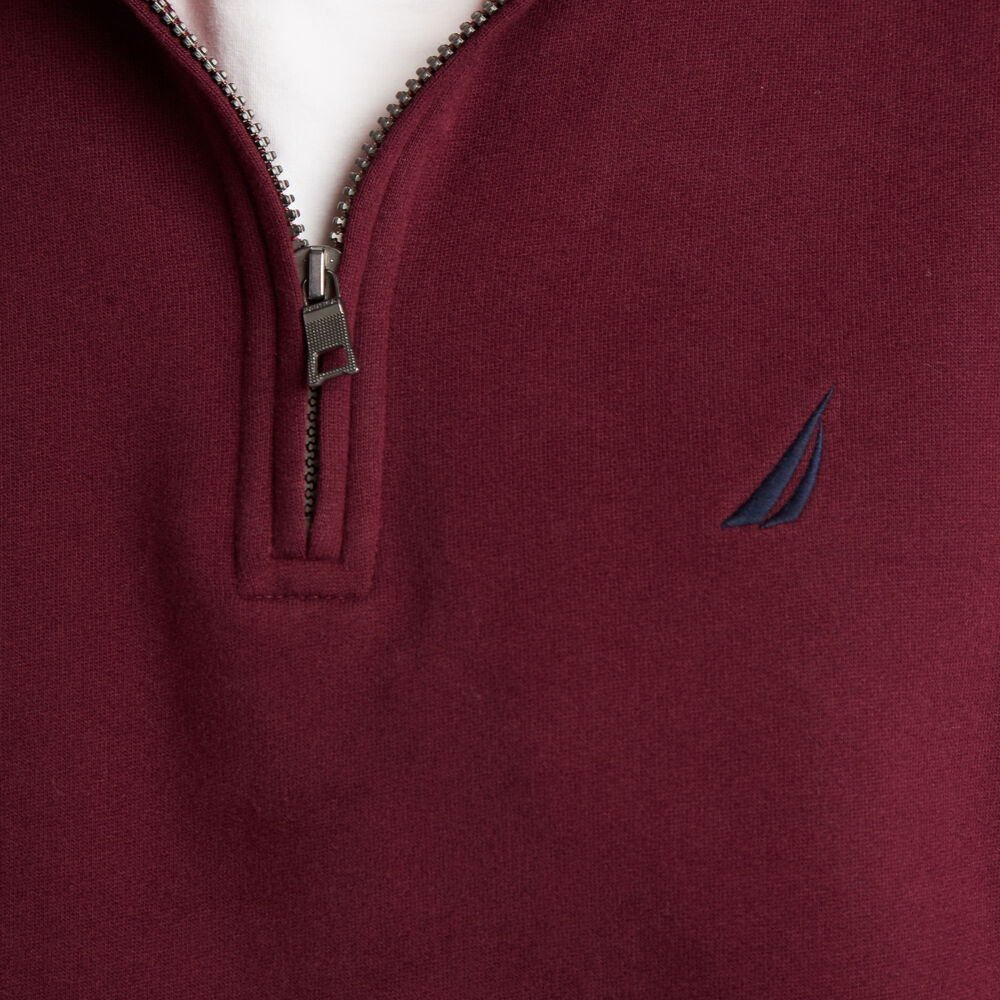 SUEDED FLEECE QUARTER ZIP PULLOVER,Royal Burgundy,large