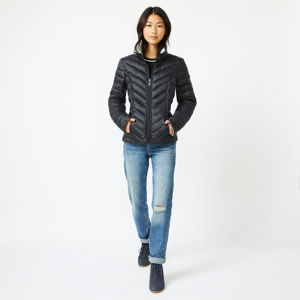 REVERSIBLE PACKABLE HOODED COAT,True Black,large