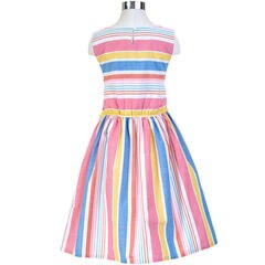 Girls' Striped Tie-Front Dress (8-16),Petal,large