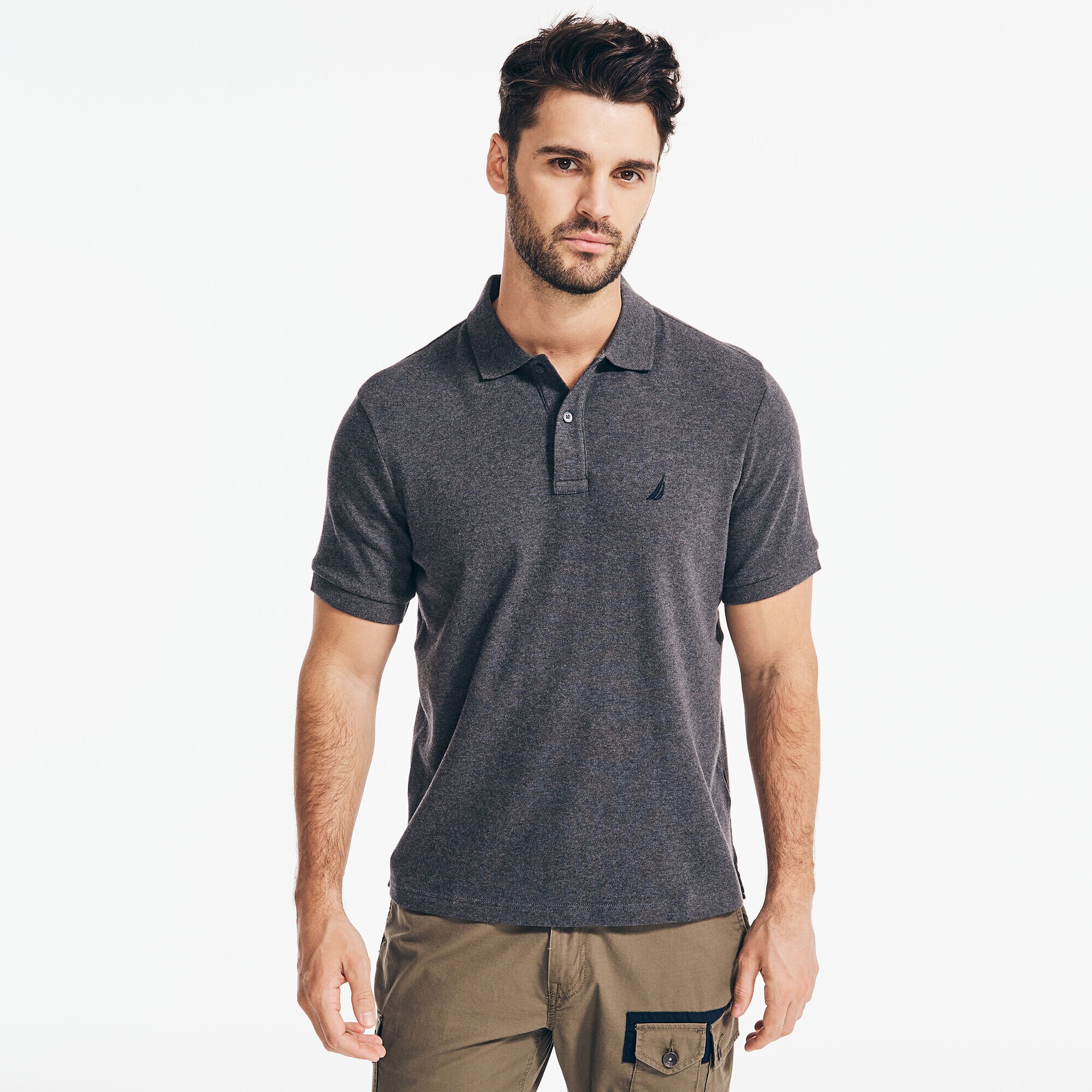 CLASSIC FIT PREMIUM COTTON POLO,Charcoal Heather,large