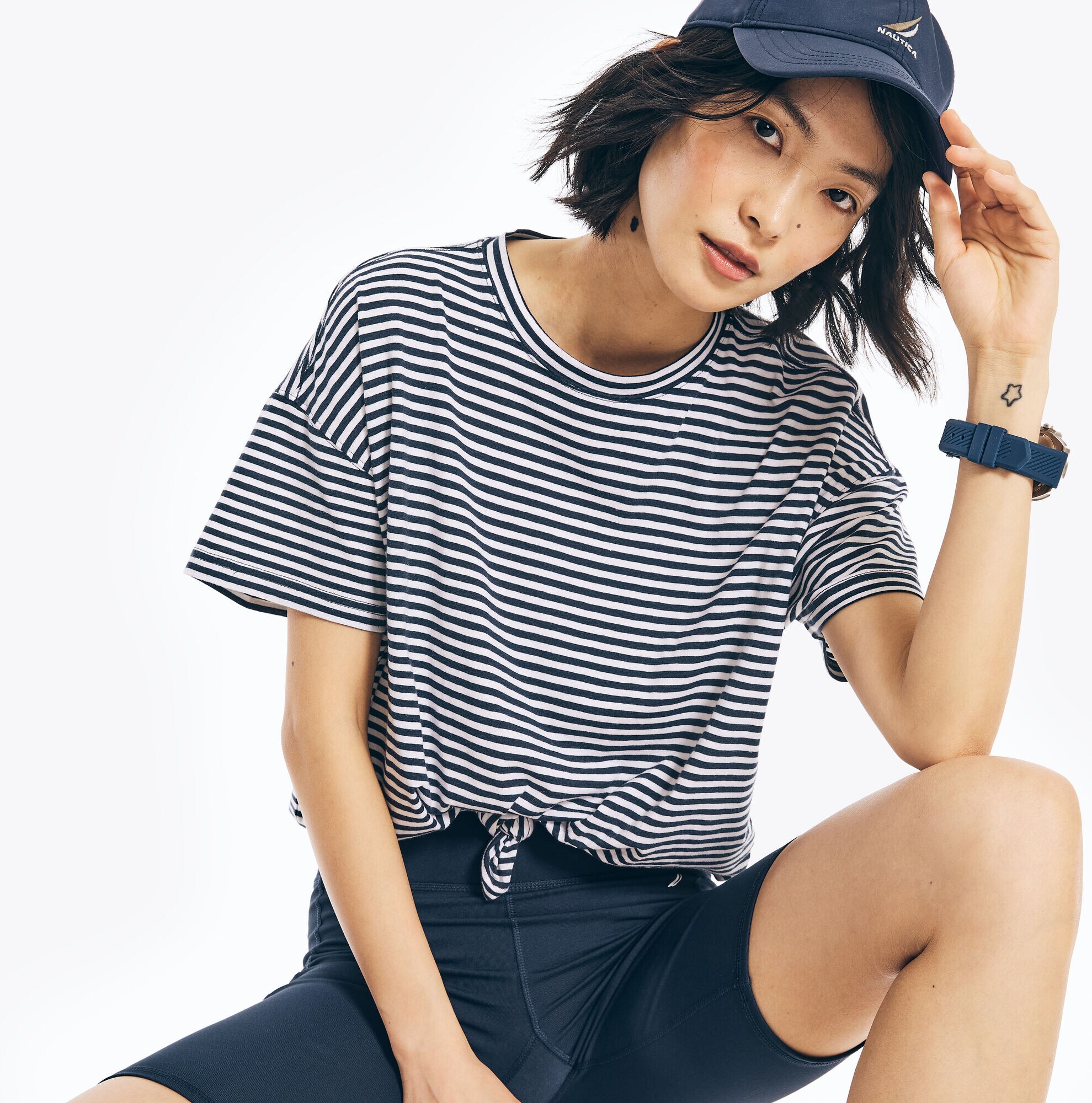 NAVTECH STRIPED T-SHIRT,Stellar Blue Heather,large