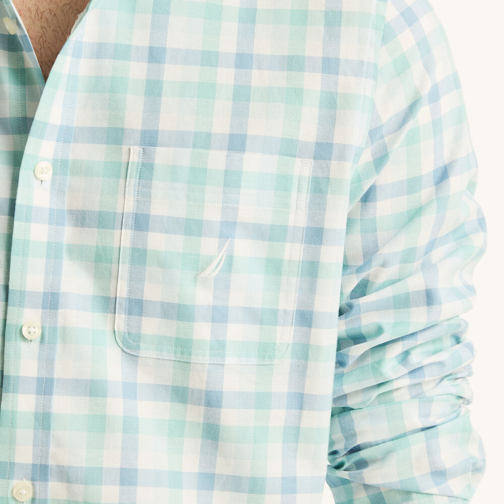 Plaid Oxford Shirt,Ice Blue,large