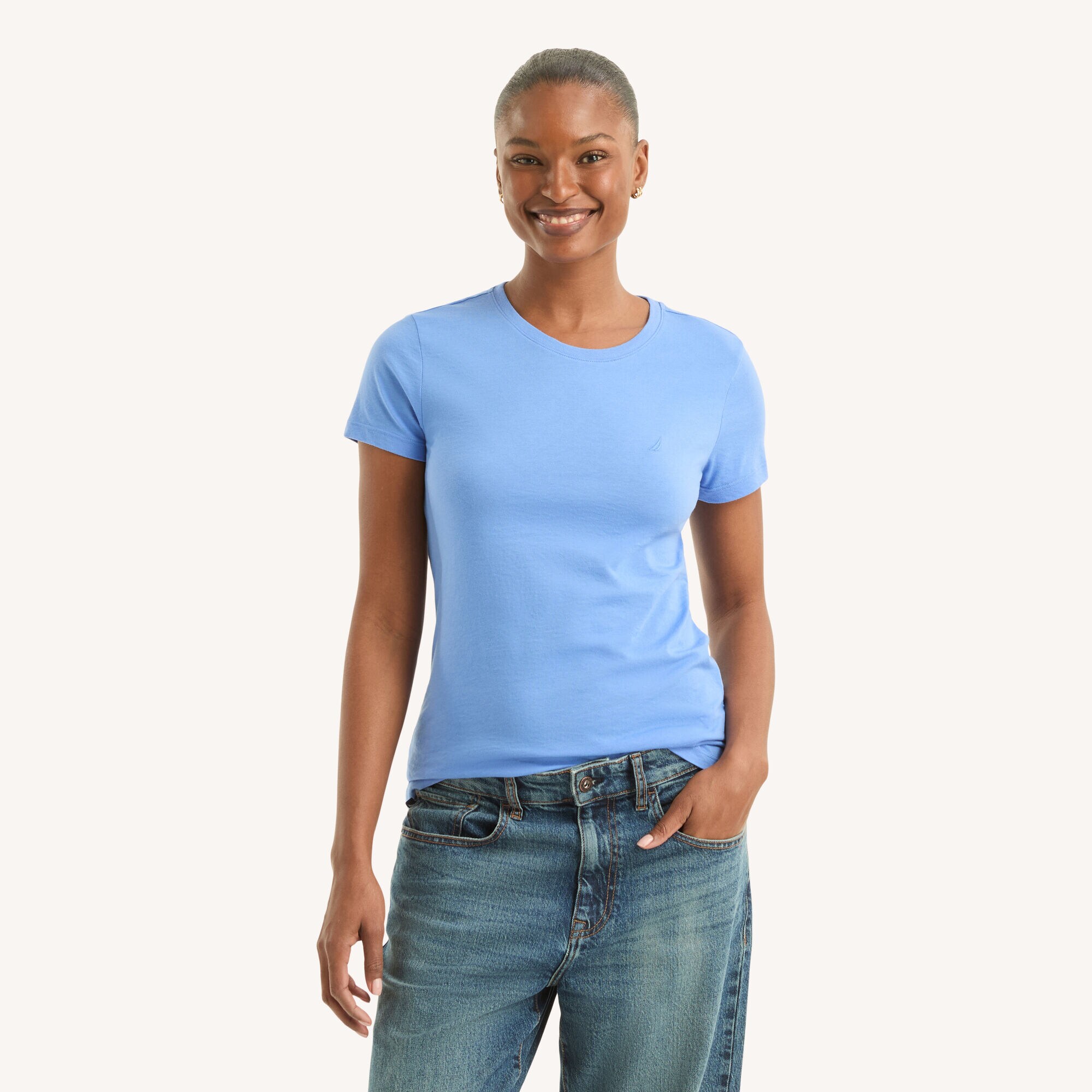 Crewneck Deck T-Shirt,Blue Stern,large