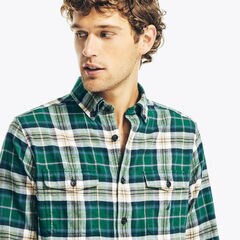 PLAID FLANNEL SHIRT,Cosmic Fern,large