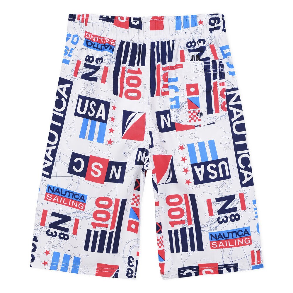 Toddler Boys' Sail USA Swim Trunk (2T-4T),Antique White Wash,large
