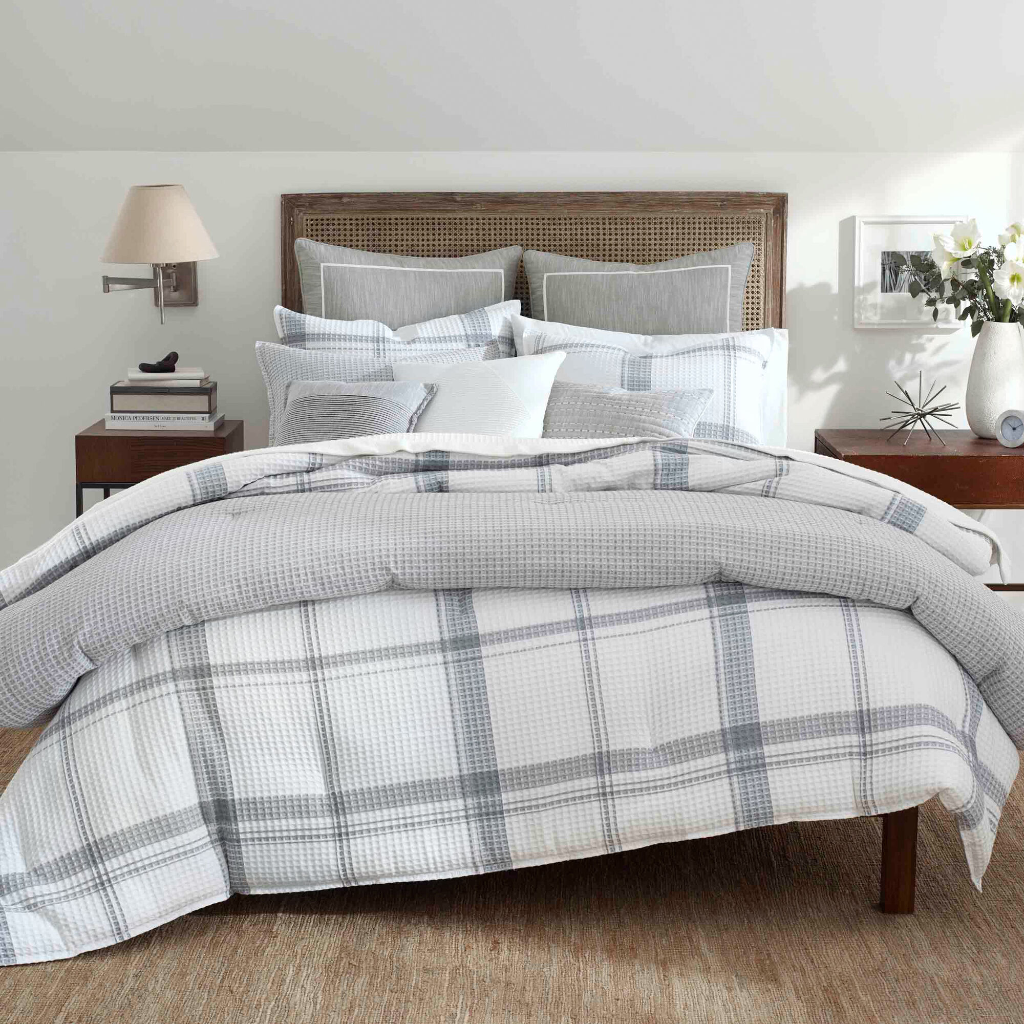Bronwell Full/Queen Comforter Set in Grey Windowpane,Grey Heather,large