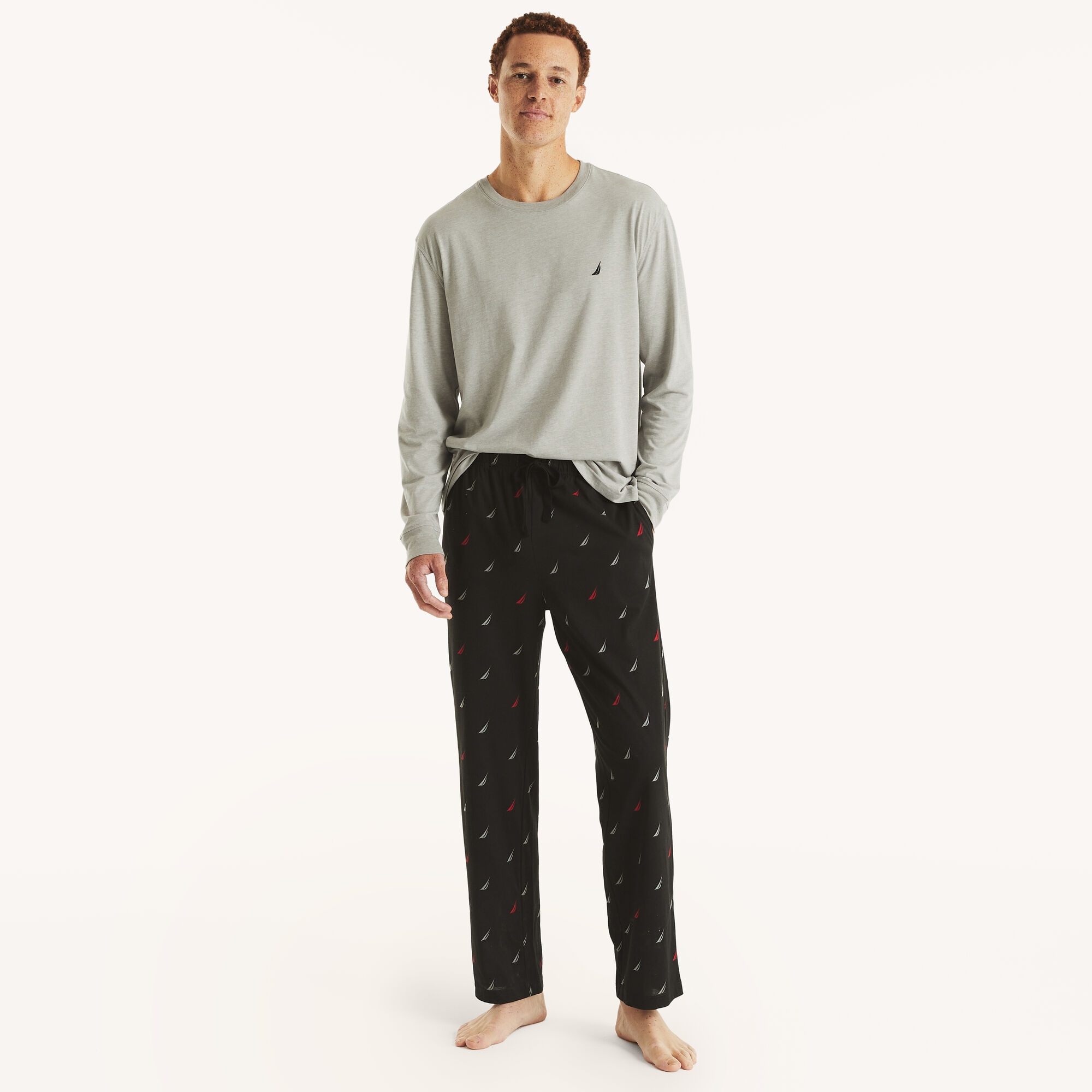 Plaid Pajama Pant Set,Grey Heather,large
