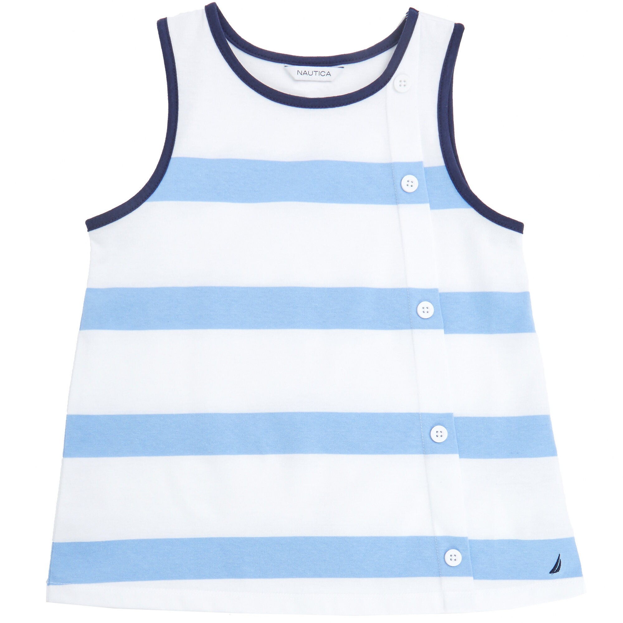 Little Girls' Bold Stripe Tank (2T-7),Coastline Turq,large