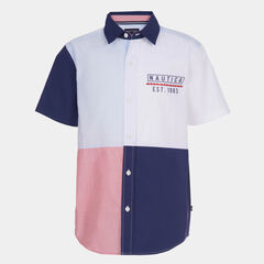 BOYS' COLORBLOCK CHEST LOGO HERITAGE SHIRT (8-20),J Navy,large