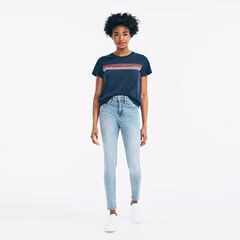 STRIPED LOGO GRAPHIC T-SHIRT,Stellar Blue Heather,large