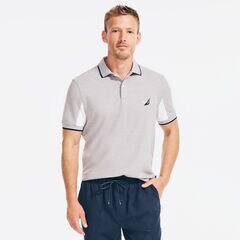 NAVTECH CLASSIC FIT COLORBLOCK-SLEEVE POLO,Grey Heather,large