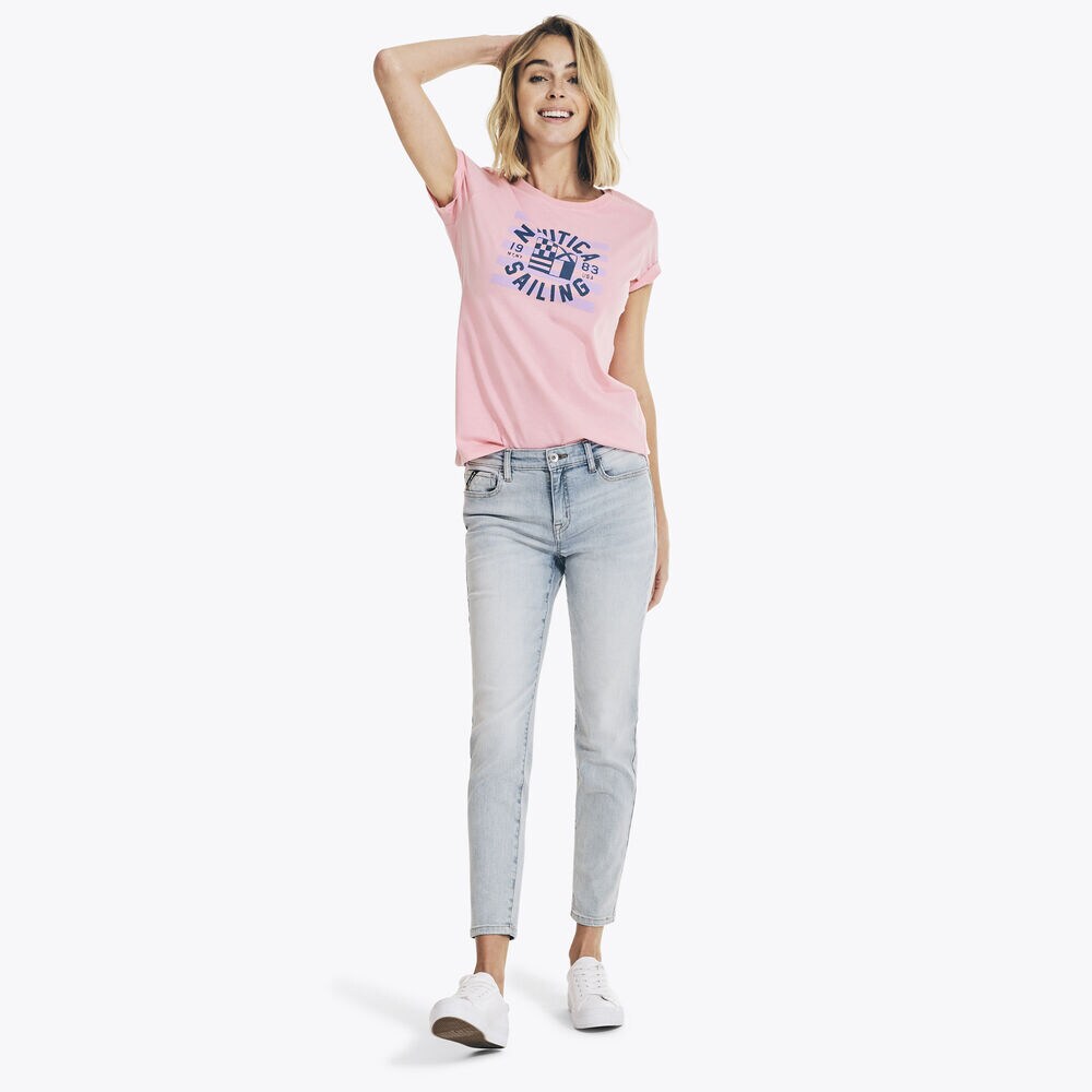 SUSTAINABLY CRAFTED SAILING GRAPHIC T-SHIRT,Camellia Rose,large