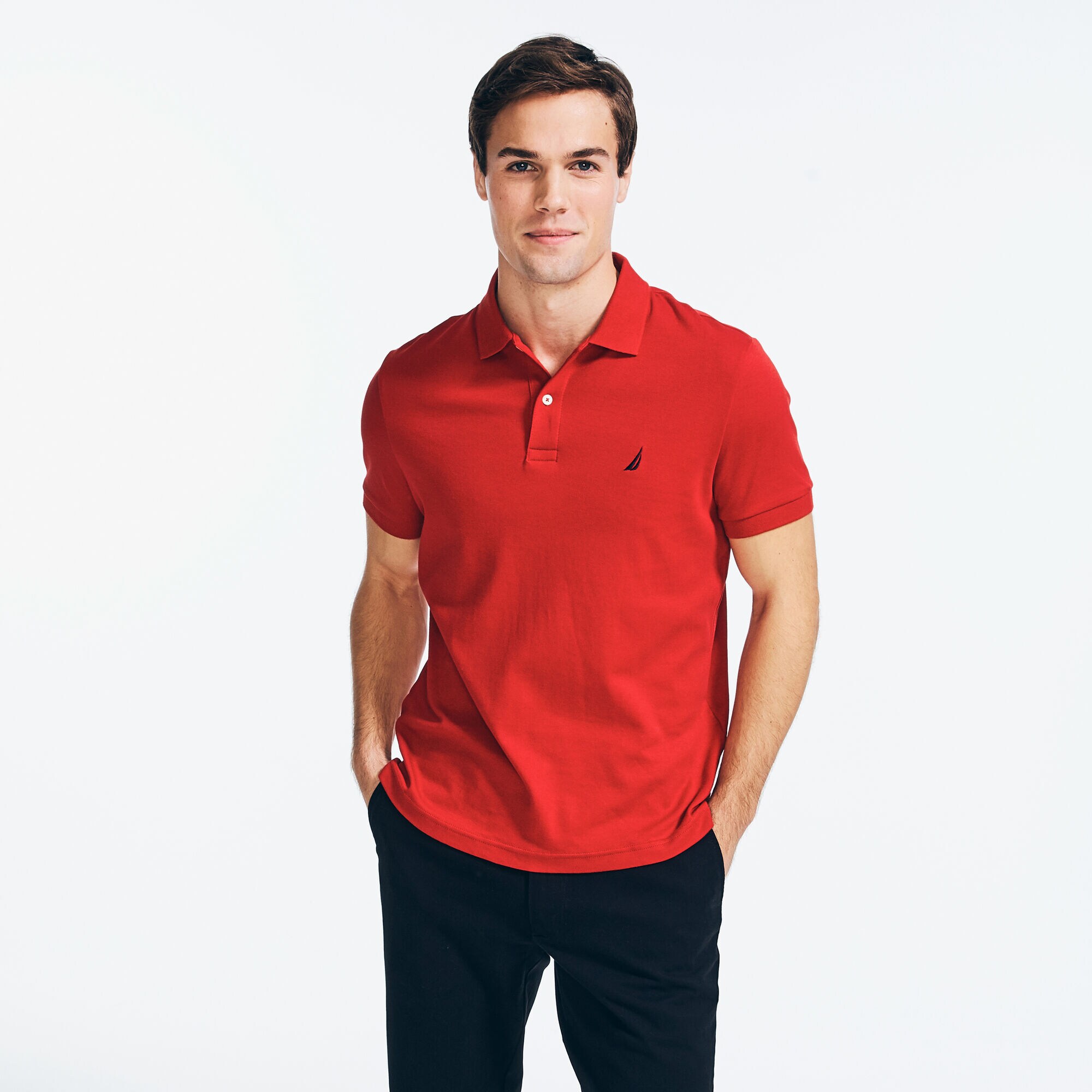 SLIM FIT INTERLOCK POLO,Nautica Red,large