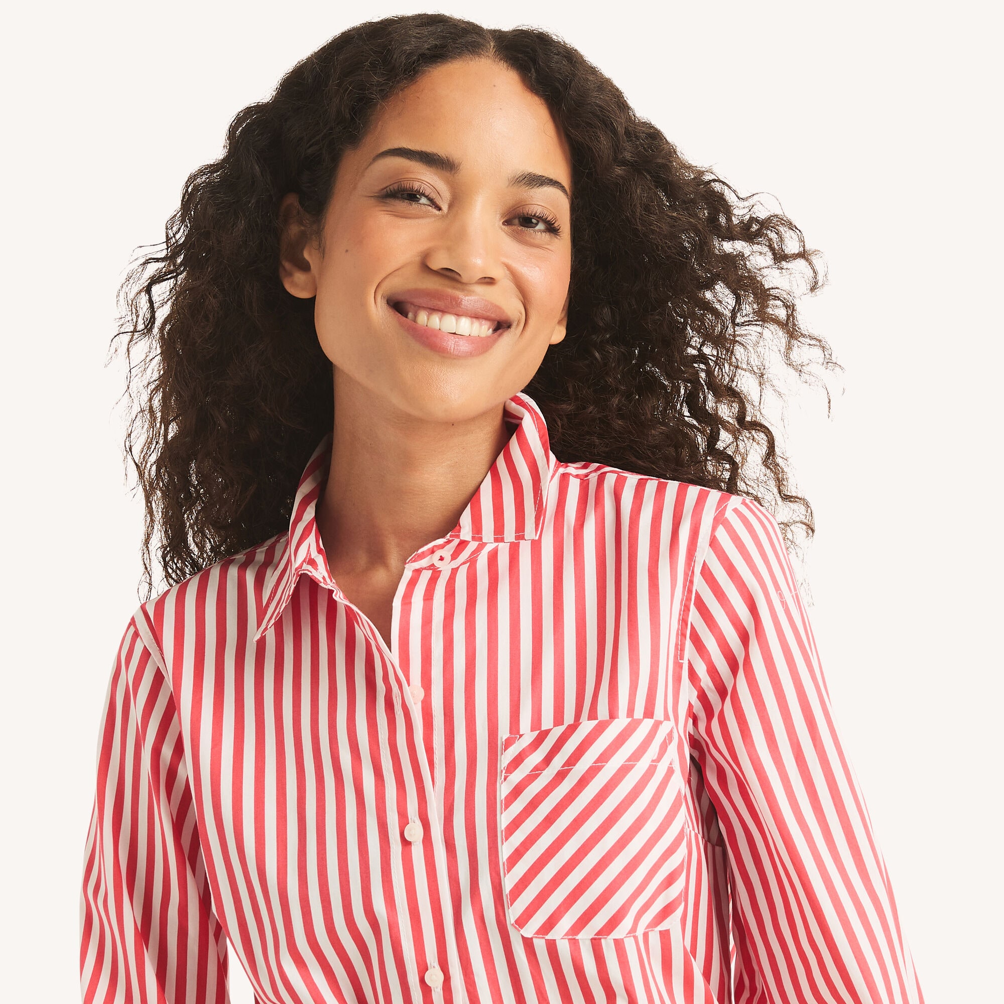Striped Button-Up Shirt,Zinfandel,large