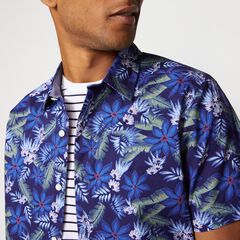TROPICAL PRINT SHORT-SLEEVE SHIRT,J Navy,large