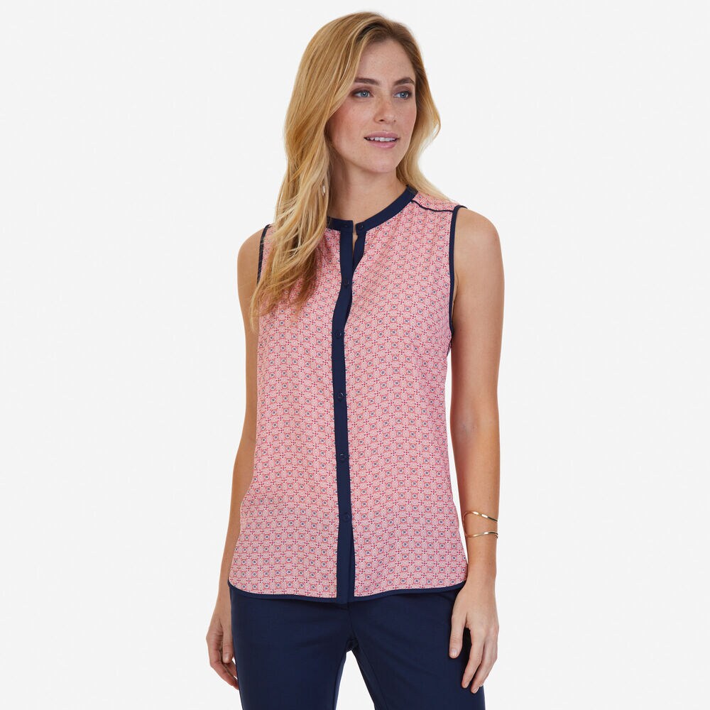 Diamond Motif Sleeveless Blouse,Desert Rose,large