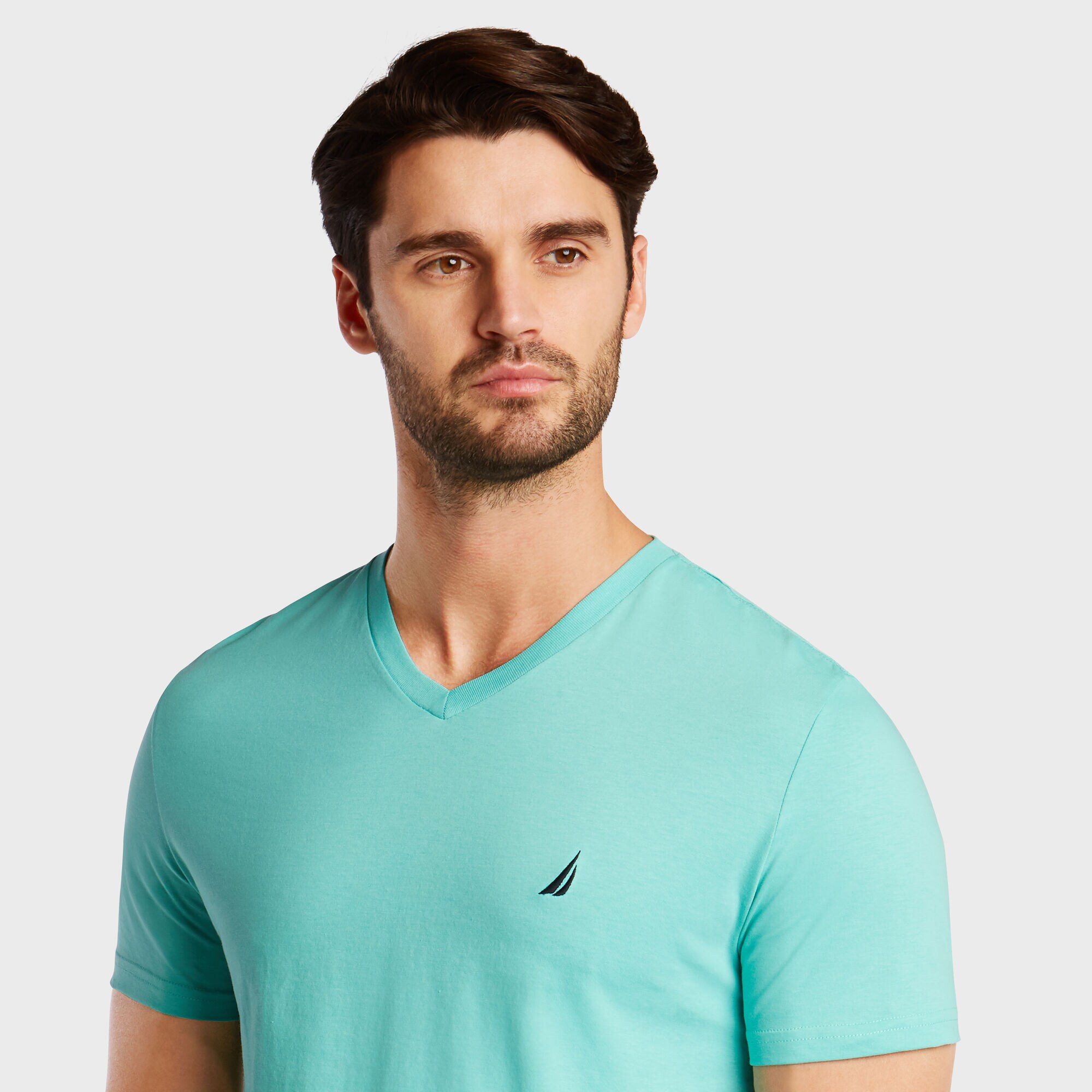 V-Neck Deck T-Shirt,Pool Side Aqua,large