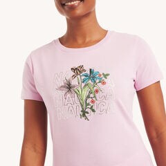 Blooming Foil Floral Graphic T-Shirt,Electric Purple,large
