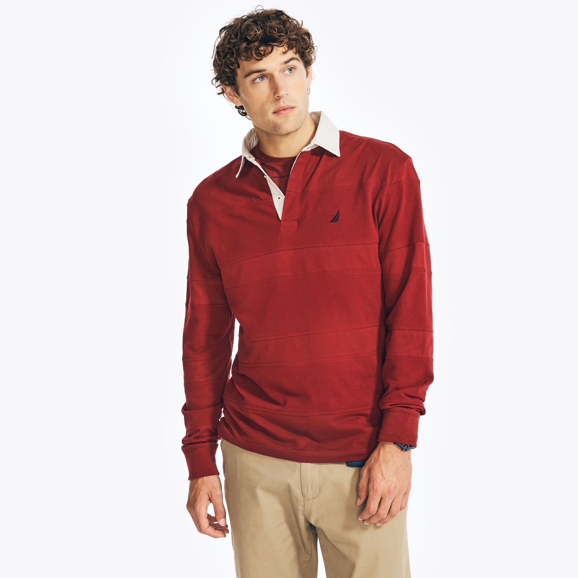 LONG-SLEEVE RUGBY POLO SHIRT,Melonberry,large