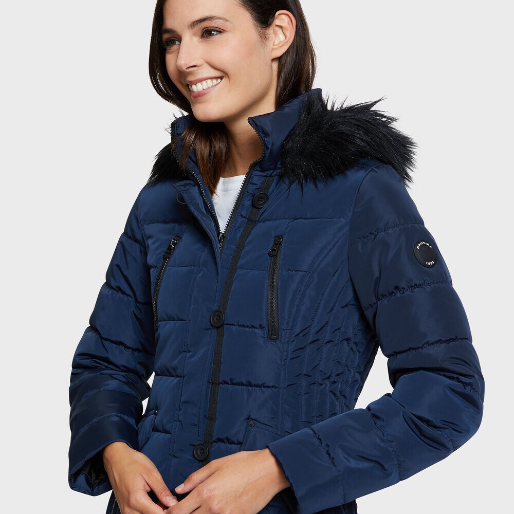 Galaxy Puffer Jacket with Faux-Fur Trim,Stellar Blue Heather,large
