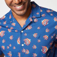 TROPICAL FISH PRINT SHORT-SLEEVE SHIRT,Estate Blue,large