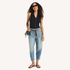 Belted High-Rise Jean,Windsurf Blue,large
