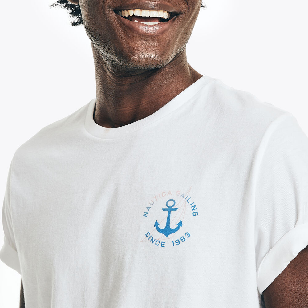 OCEAN PALM TREES GRAPHIC T-SHIRT,Bright White,large