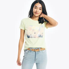 SUSTAINABLY CRAFTED PALM TREES GRAPHIC T-SHIRT,Bright Willow,large